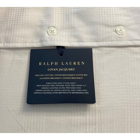 Ralph Lauren Lovan Jacquard King Extra Deep Fitted & Flat Sheet Set Parchment NW - Picture 5 of 6